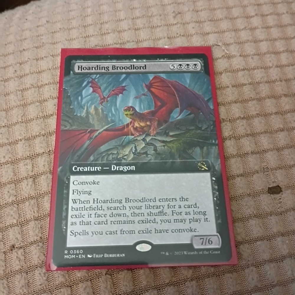 Hoarding Broodlord Dragon Card with Red Border